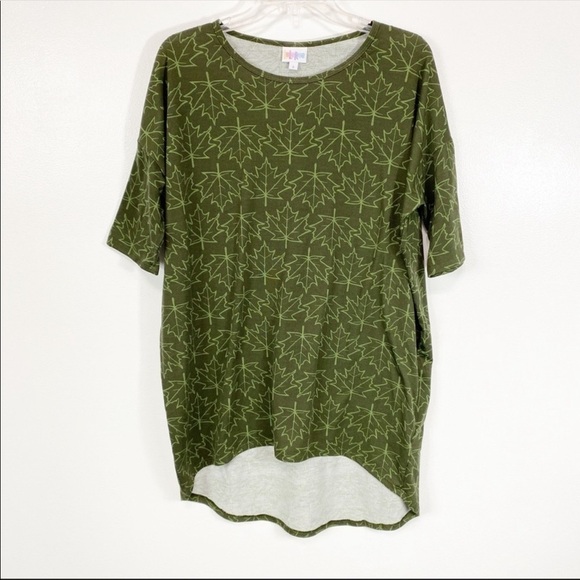 LuLaRoe Irma Green Leaf Print Tunic Top Small - Picture 9 of 9